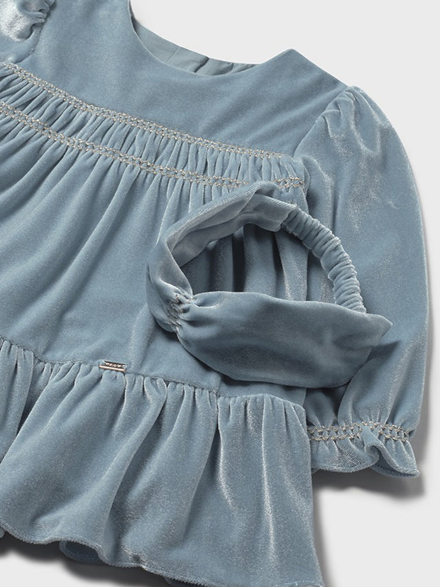 Mayoral Toddler Girl Blue Velvet Dress & Headband (12M-4Y)