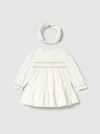 Mayoral Toddler Girl White Velvet Dress & Headband (12M-4Y)