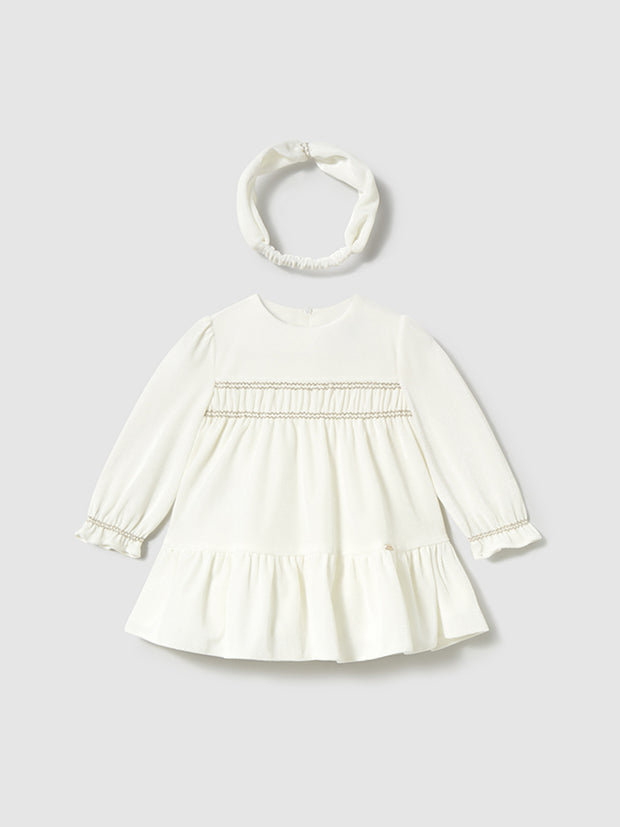 Mayoral Toddler Girl White Velvet Dress & Headband (12M-4Y)
