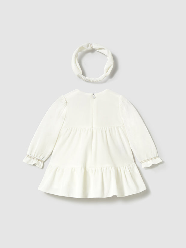 Mayoral Toddler Girl White Velvet Dress & Headband (12M-4Y)