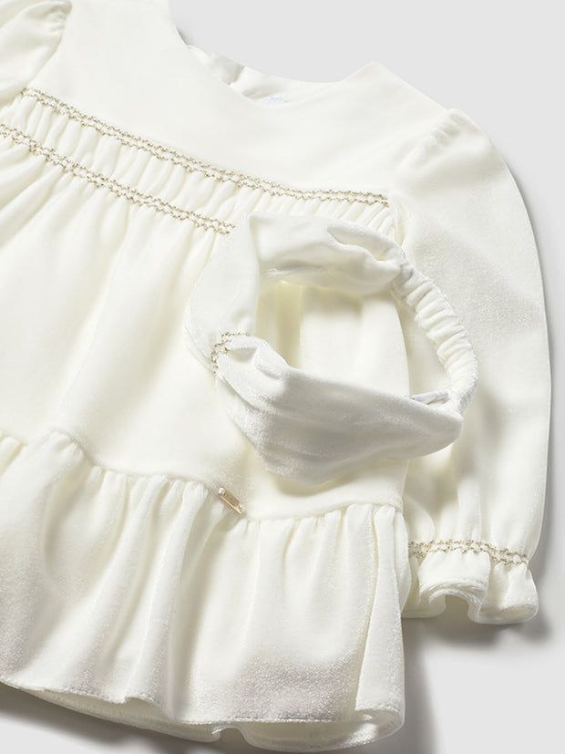 Mayoral Toddler Girl White Velvet Dress & Headband (12M-4Y)