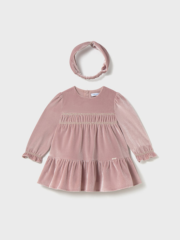 Mayoral Toddler Girl Pink Velvet Dress & Headband (12M-4Y)