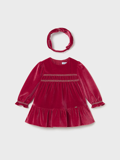 Mayoral Toddler Girl Red Velvet Dress & Headband (12M-4Y)