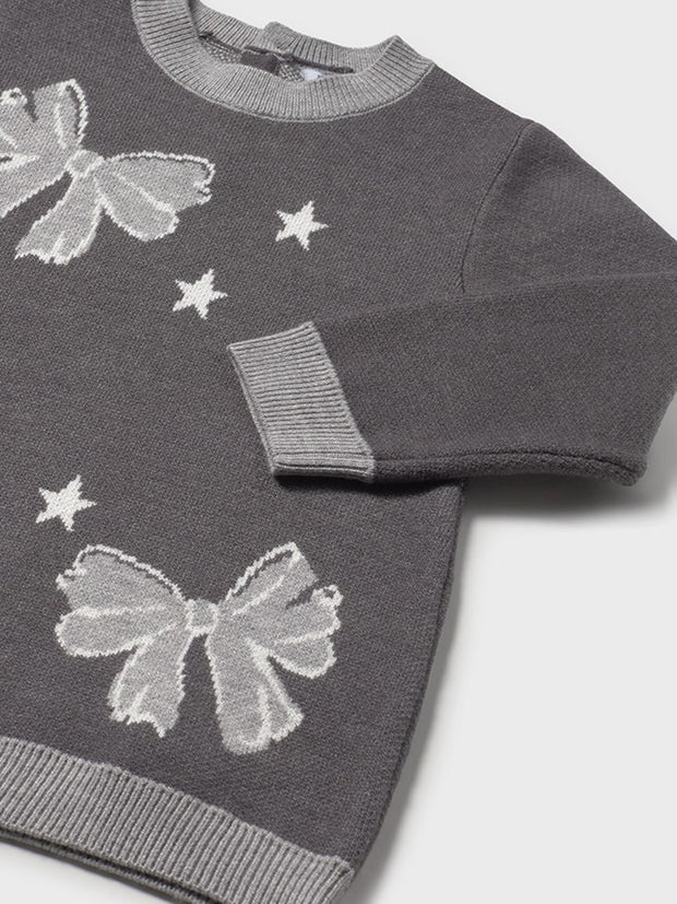 Mayoral Toddler Girl Black & Grey Bow Jumper Dress (12M-4Y)