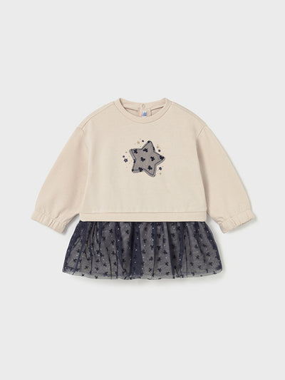 Mayoral Toddler Girl Cream & Navy Star Jumper Dress (12M-4Y)