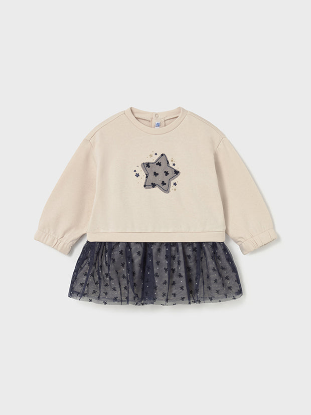Mayoral Toddler Girl Cream & Navy Star Jumper Dress (12M-4Y)