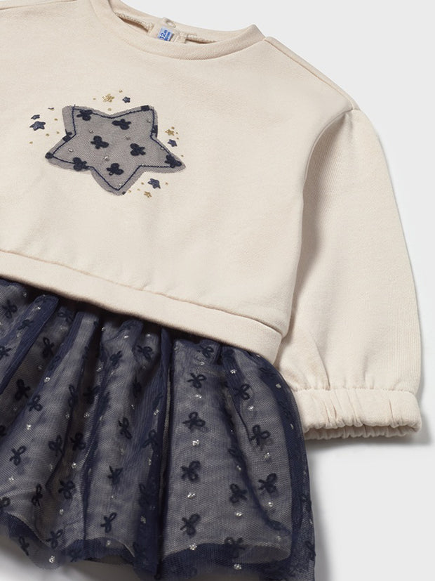 Mayoral Toddler Girl Cream & Navy Star Jumper Dress (12M-4Y)
