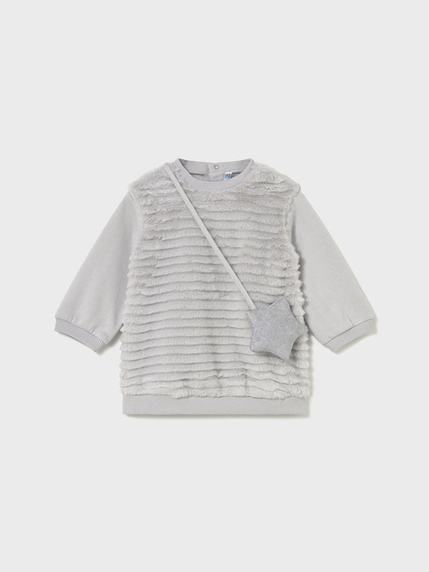 Mayoral Toddler Girl Grey Fur Dress & Bag (12M-4Y)