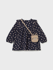 Mayoral Toddler Girl Navy Polka Dot Dress & Bag (12M-4Y)