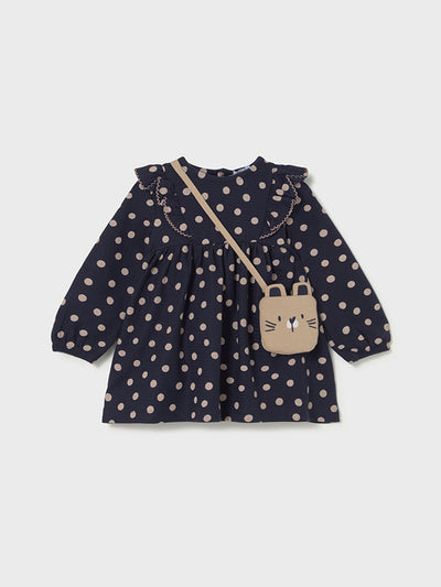 Mayoral Toddler Girl Navy Polka Dot Dress & Bag (12M-4Y)