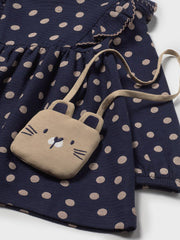 Mayoral Toddler Girl Navy Polka Dot Dress & Bag (12M-4Y)