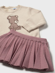 Mayoral Toddler Girl Pink Teddy Bear Jumper & Skirt (12M-4Y)