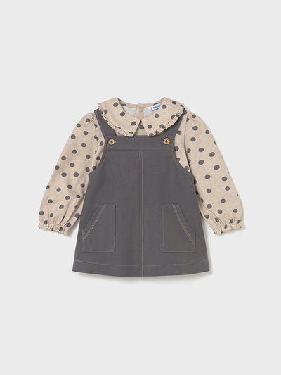 Mayoral Toddler Girl Dark Denim Pinafore & Polka Dot Top (12M-4Y)