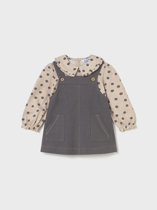 Mayoral Toddler Girl Dark Denim Pinafore & Polka Dot Top (12M-4Y)