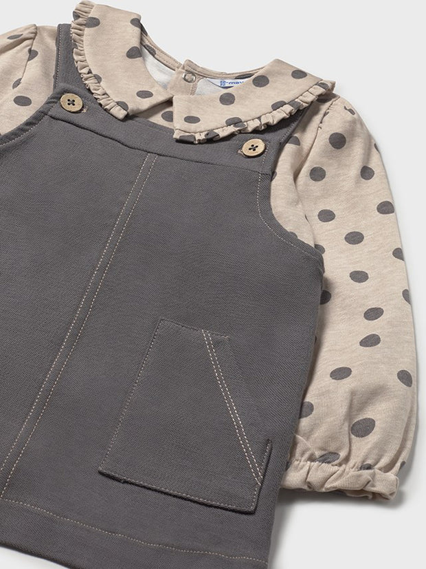Mayoral Toddler Girl Dark Denim Pinafore & Polka Dot Top (12M-4Y)