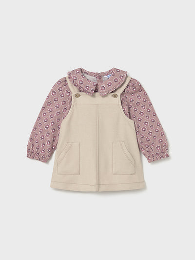 Mayoral Toddler Girl Cream Denim Pinafore & Polka Dot Top (12M-4Y)