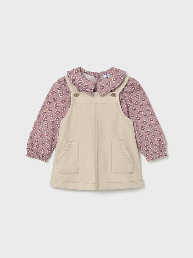 Mayoral Toddler Girl Cream Denim Pinafore & Polka Dot Top (12M-4Y)