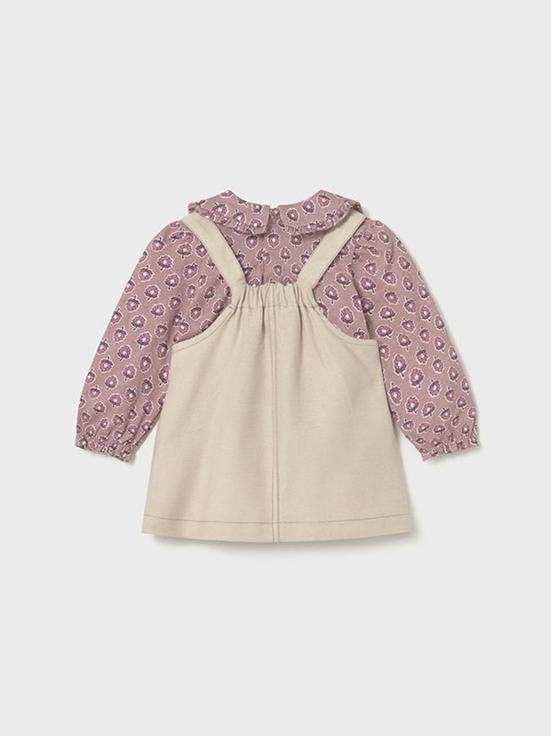 Mayoral Toddler Girl Cream Denim Pinafore & Polka Dot Top (12M-4Y)