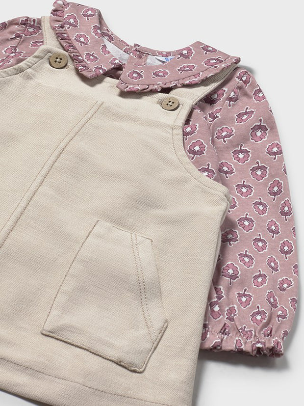 Mayoral Toddler Girl Cream Denim Pinafore & Polka Dot Top (12M-4Y)