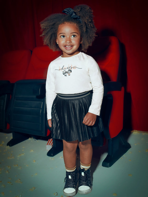 Mayoral Junior Girl Cream Bow Top & Matching Scrunchie (3Y-8Y)