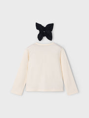 Mayoral Junior Girl Cream Bow Top & Matching Scrunchie (3Y-8Y)