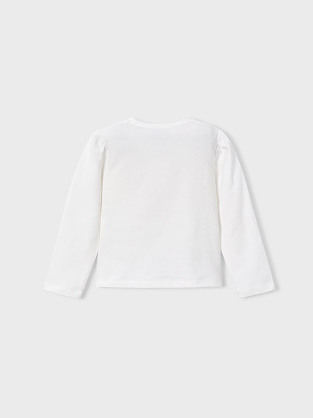 Mayoral Junior Girl White Graphic Long Sleeve Top (3Y-8Y)