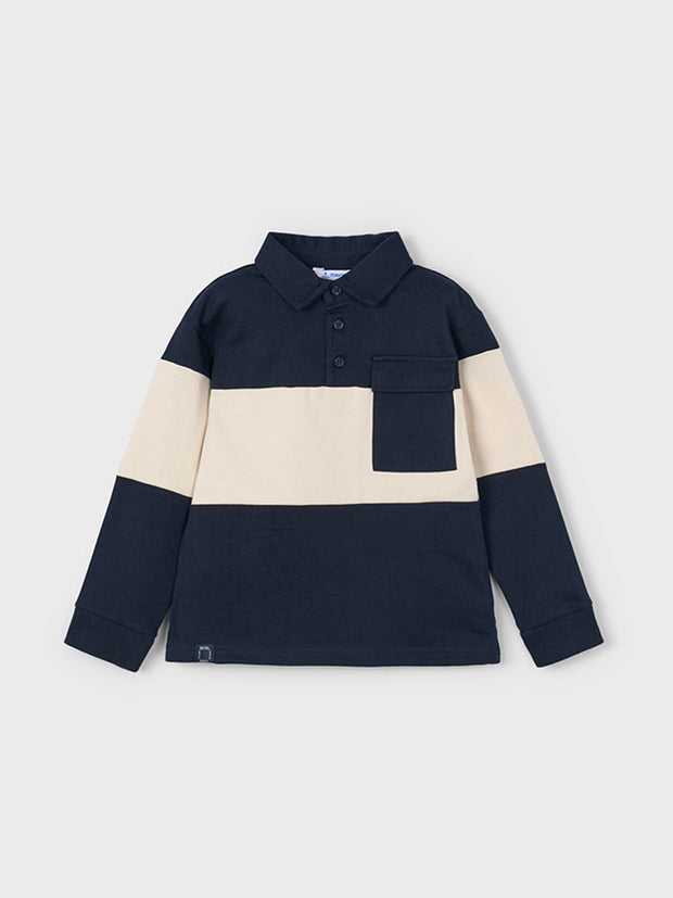 Mayoral Junior Boy Navy & Cream Polo Shirt (3Y-8Y)