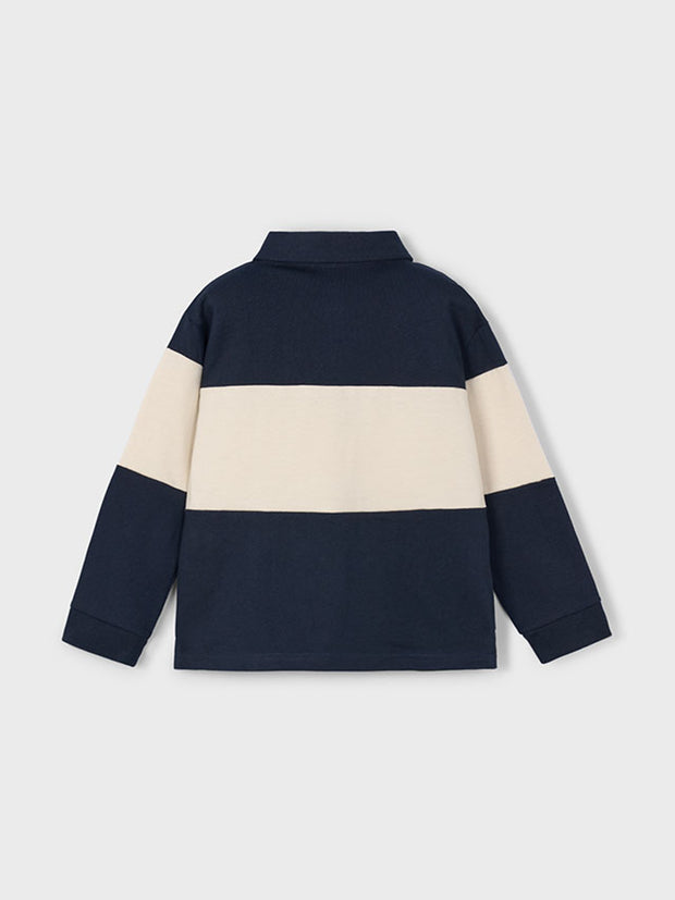 Mayoral Junior Boy Navy & Cream Polo Shirt (3Y-8Y)