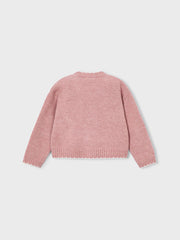 Mayoral Junior Girl Pink & Cream Bow Jumper (3Y-8Y)