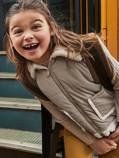 Mayoral Junior Girl Beige & Cream Sherpa Vest (3Y-8Y)