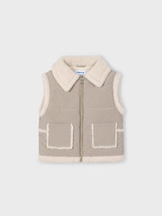 Mayoral Junior Girl Beige & Cream Sherpa Vest (3Y-8Y)