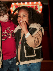Mayoral Junior Girl Black & Cream Sherpa Vest (3Y-8Y)