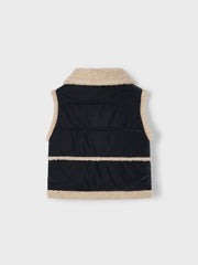 Mayoral Junior Girl Black & Cream Sherpa Vest (3Y-8Y)