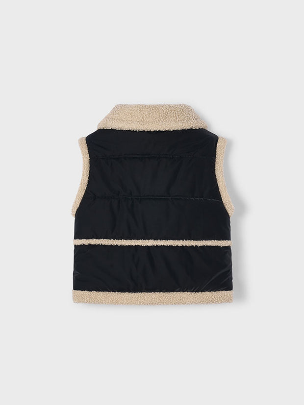 Mayoral Junior Girl Black & Cream Sherpa Vest (3Y-8Y)