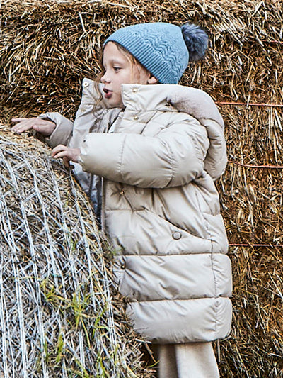 Mayoral Junior Girl Cream Long Puffer Jacket (3Y-8Y)