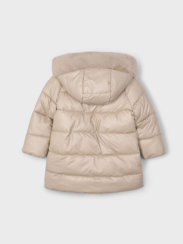 Mayoral Junior Girl Cream Long Puffer Jacket (3Y-8Y)