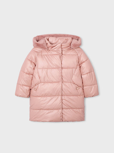 Mayoral Junior Girl Pink Long Puffer Jacket (3Y-8Y)