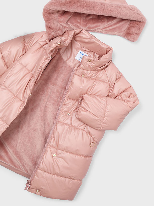 Mayoral Junior Girl Pink Long Puffer Jacket (3Y-8Y)