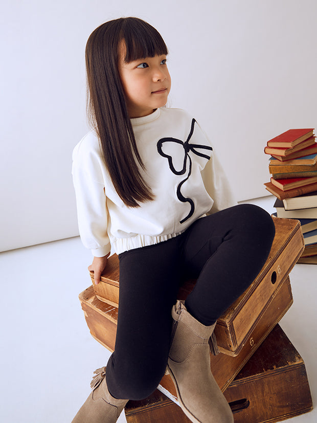 Mayoral Junior Girl Black Bow Jumper & Legging Set (3Y-8Y)
