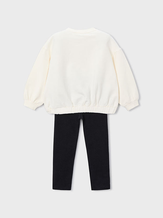 Mayoral Junior Girl Black Bow Jumper & Legging Set (3Y-8Y)