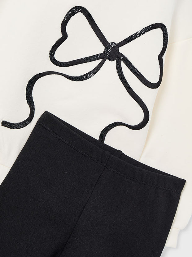 Mayoral Junior Girl Black Bow Jumper & Legging Set (3Y-8Y)