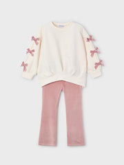 Mayoral Junior Girl Pink Bow Jumper & Legging Set (3Y-8Y)