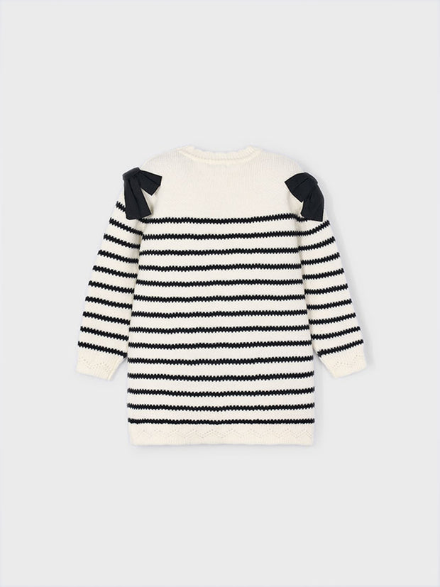 Mayoral Junior Girl Striped Dress With Bows (3Y-8Y)