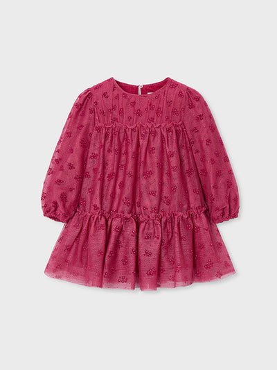 Mayoral Junior Girl Red Tulle Sparkly Dress (3Y-8Y)
