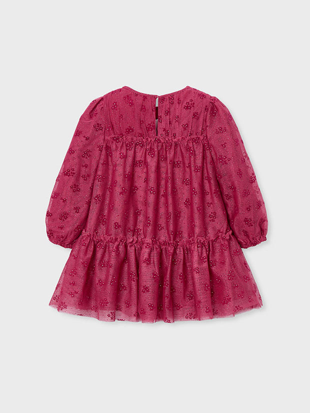 Mayoral Junior Girl Red Tulle Sparkly Dress (3Y-8Y)