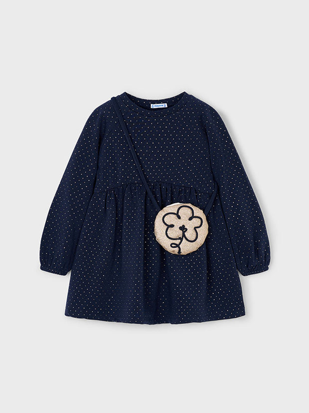 Mayoral Junior Girl Navy Dress & Bag (3Y-8Y)