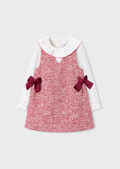 Mayoral Junior Girl Red Tweed Pinafore Dress (3Y-8Y)