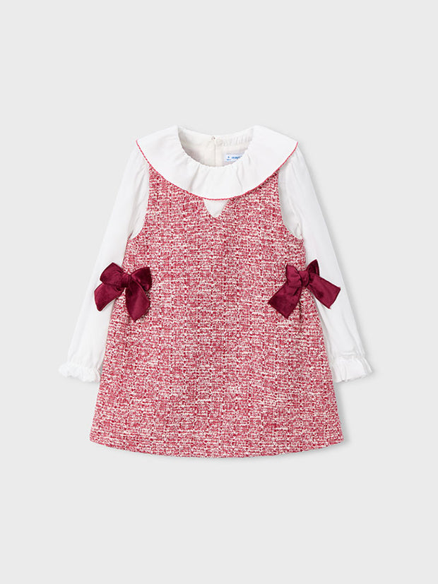Mayoral Junior Girl Red Tweed Pinafore Dress (3Y-8Y)
