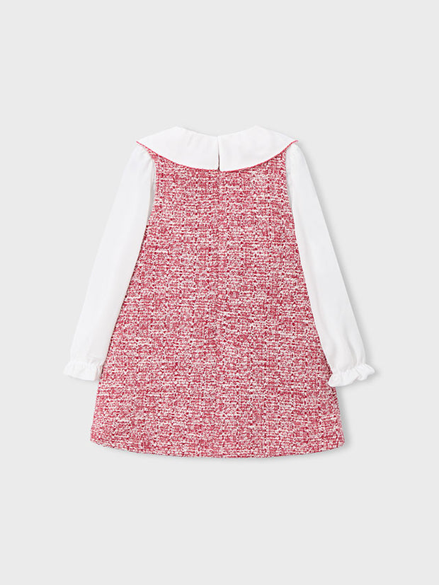 Mayoral Junior Girl Red Tweed Pinafore Dress (3Y-8Y)
