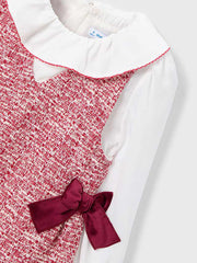 Mayoral Junior Girl Red Tweed Pinafore Dress (3Y-8Y)